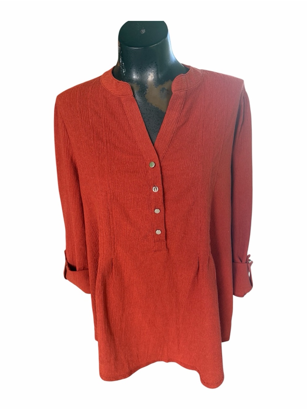 Ava & Grace Textured Women’s Blouse Pleated Plus sz1X 3/4 Sleeve